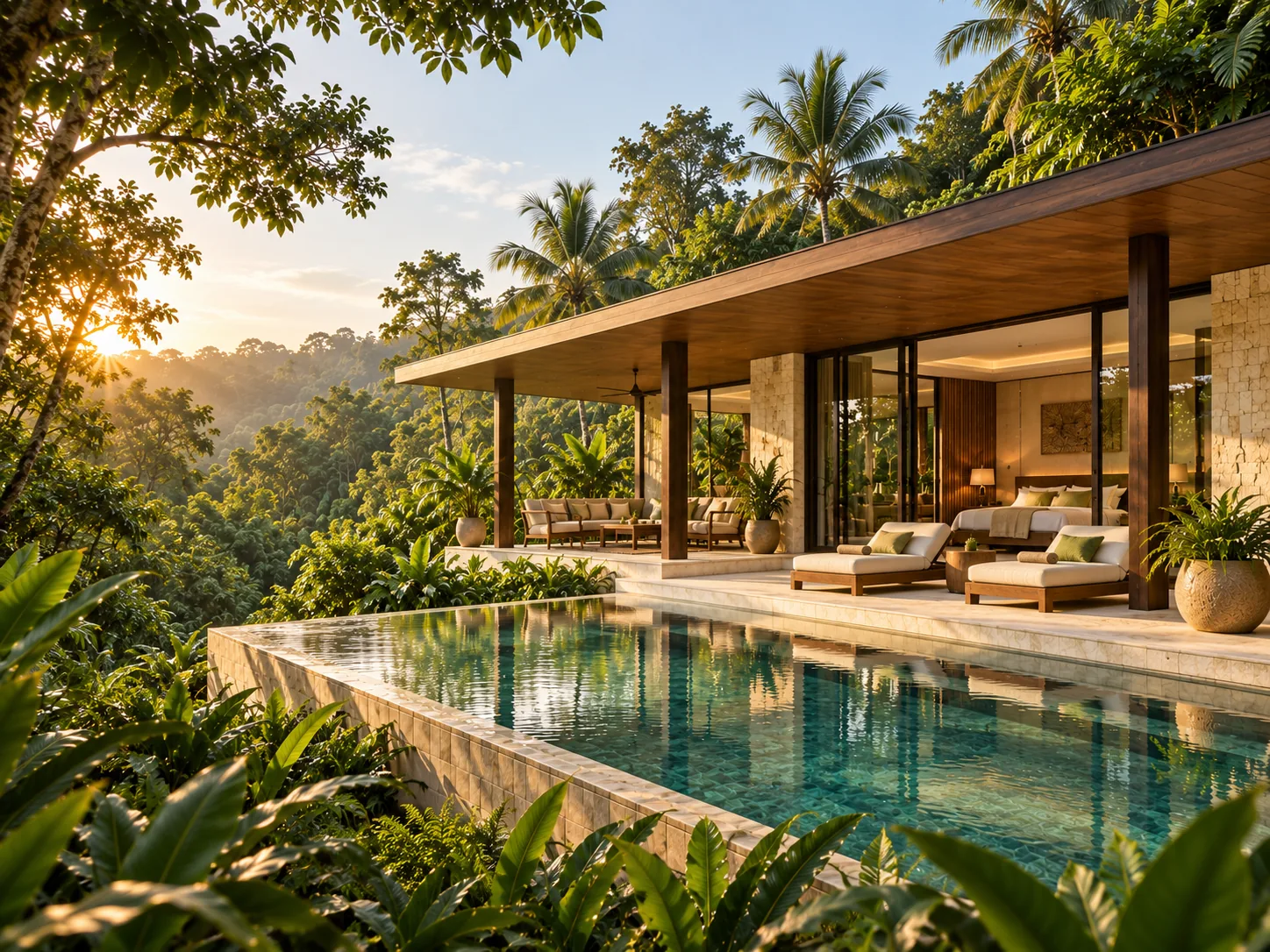 Private pool villa overlooking the forest