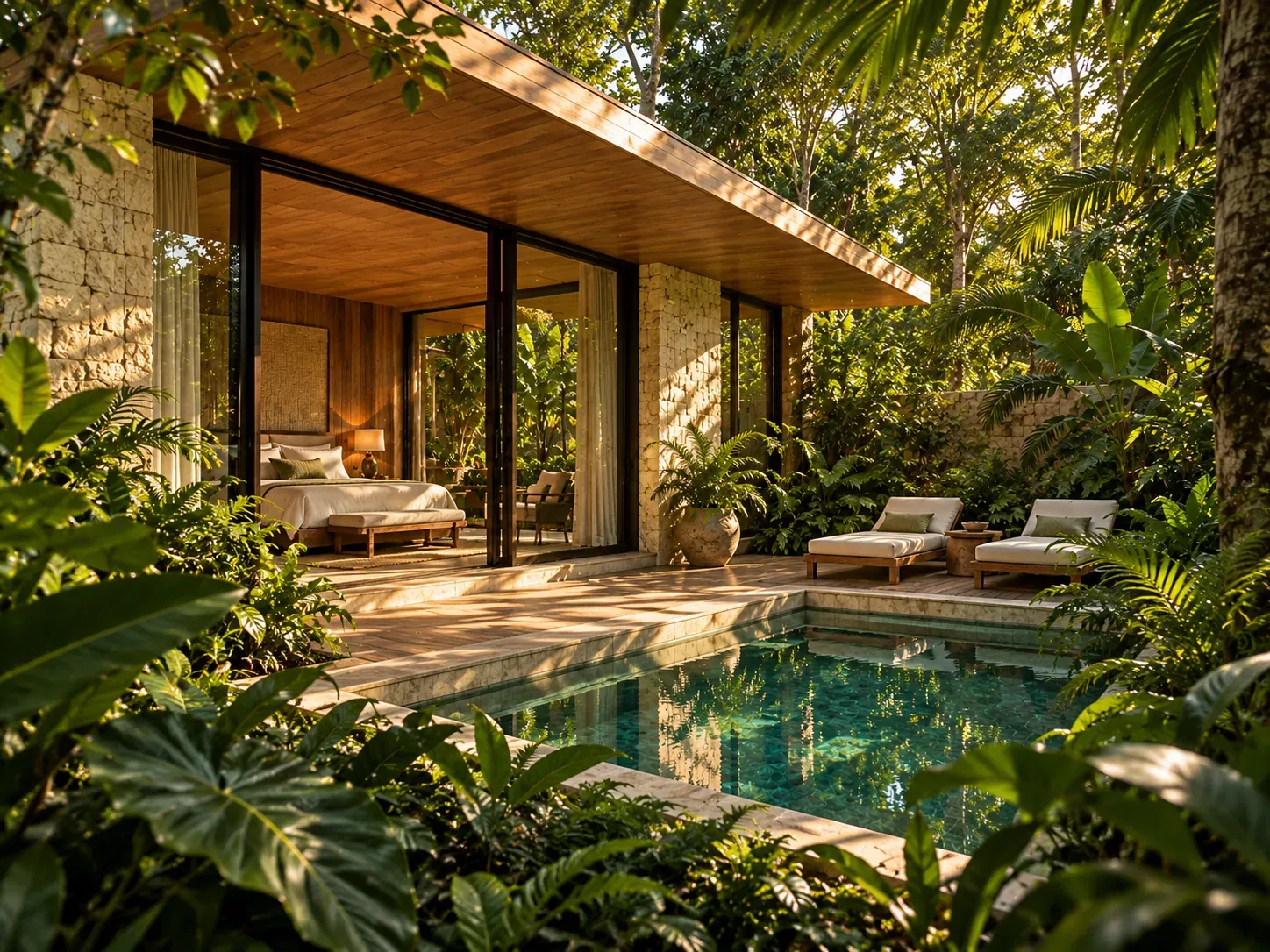 Secluded Private Pool Villa with a compact plunge pool and timber deck